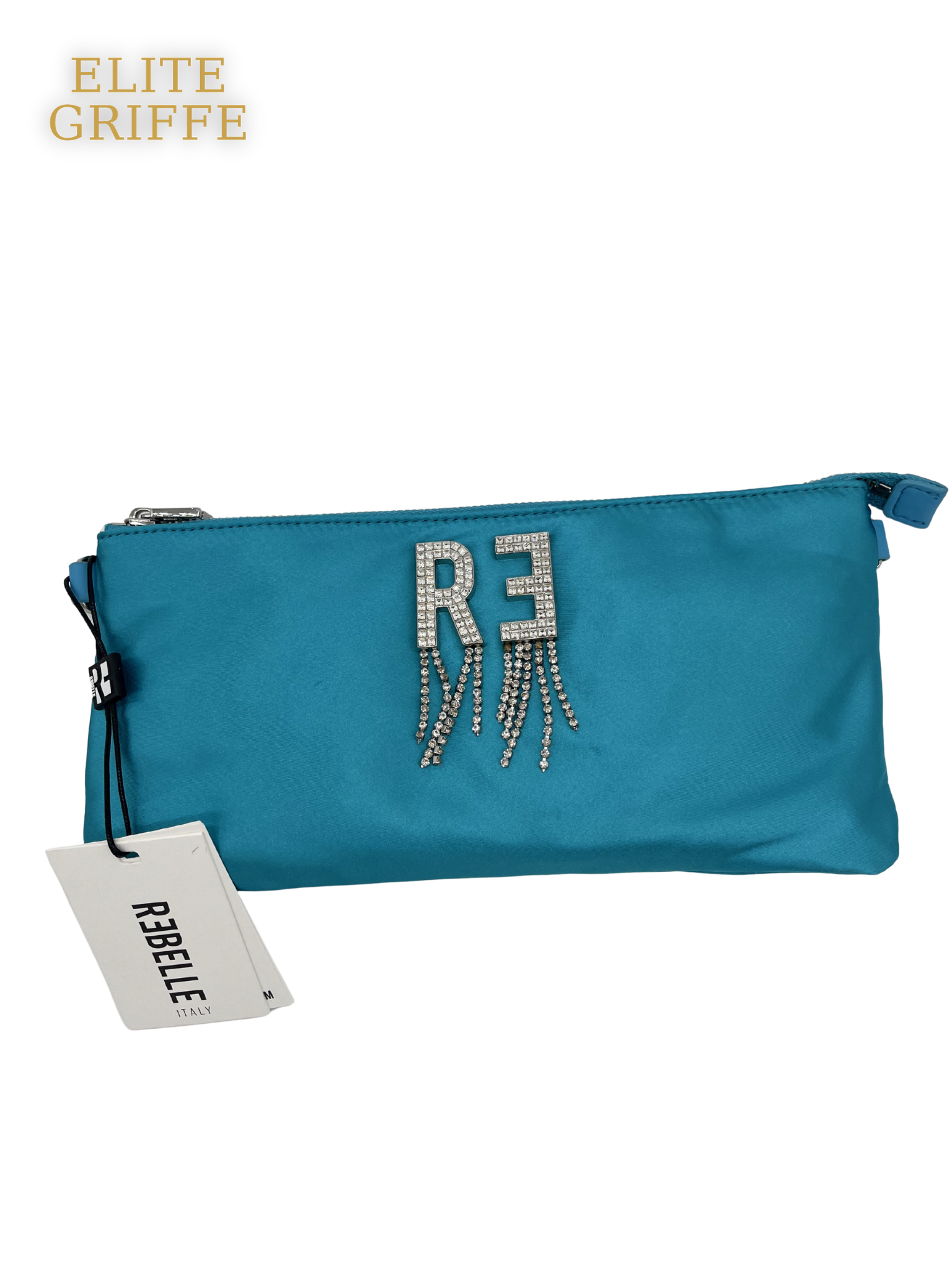 REBELLE - Pochette turchese con catena