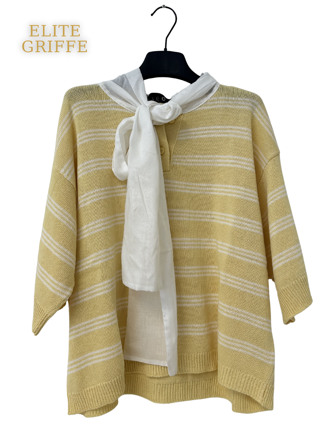 HAVEONE - MAGLIA RIGATA IN GIALLO CON FIOCCO