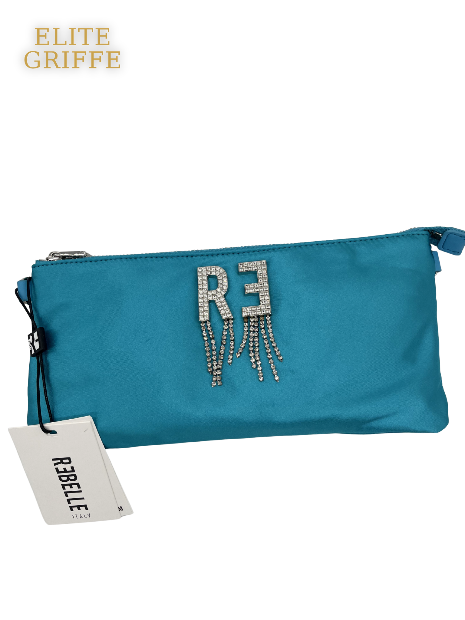REBELLE - Pochette turchese con catena