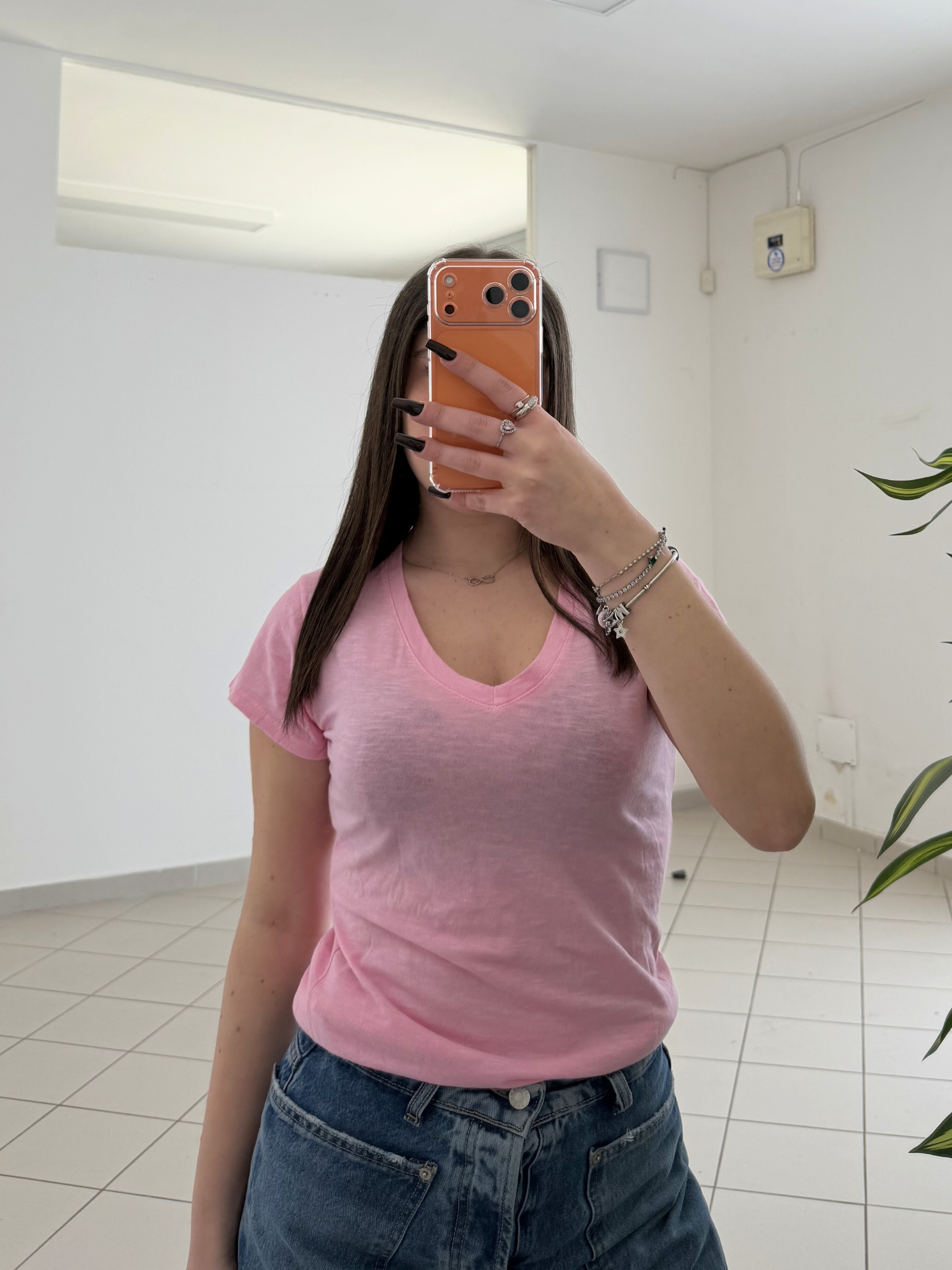 KONTATTO - T-shirt scollo V ROSA