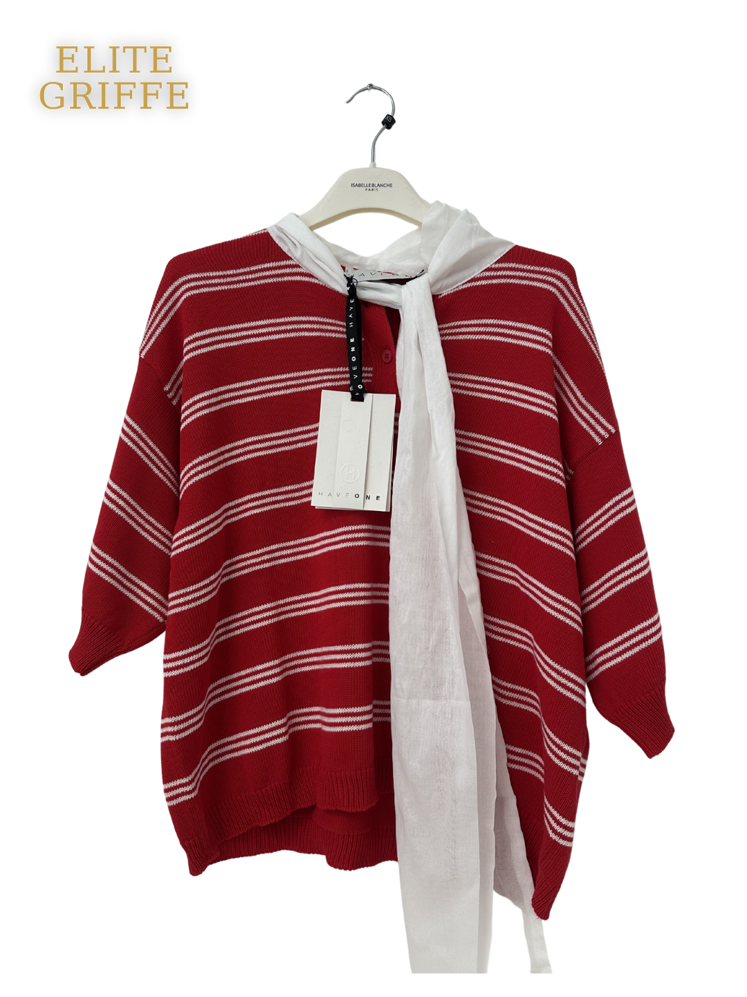 HAVEONE - MAGLIA RIGATA IN ROSSO CON FIOCCO