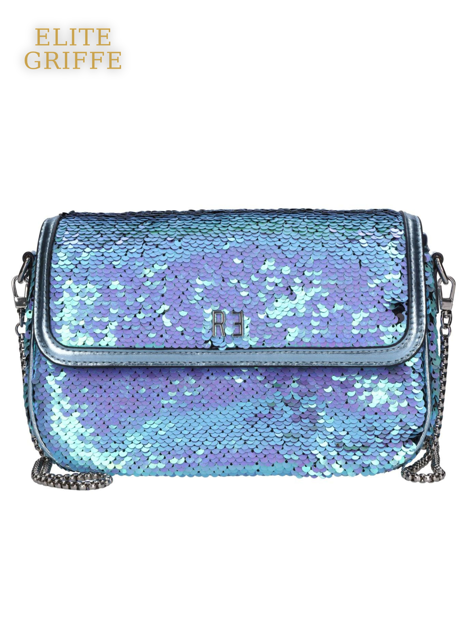 REBELLE - Borsa in pailletes e inserti in pelle