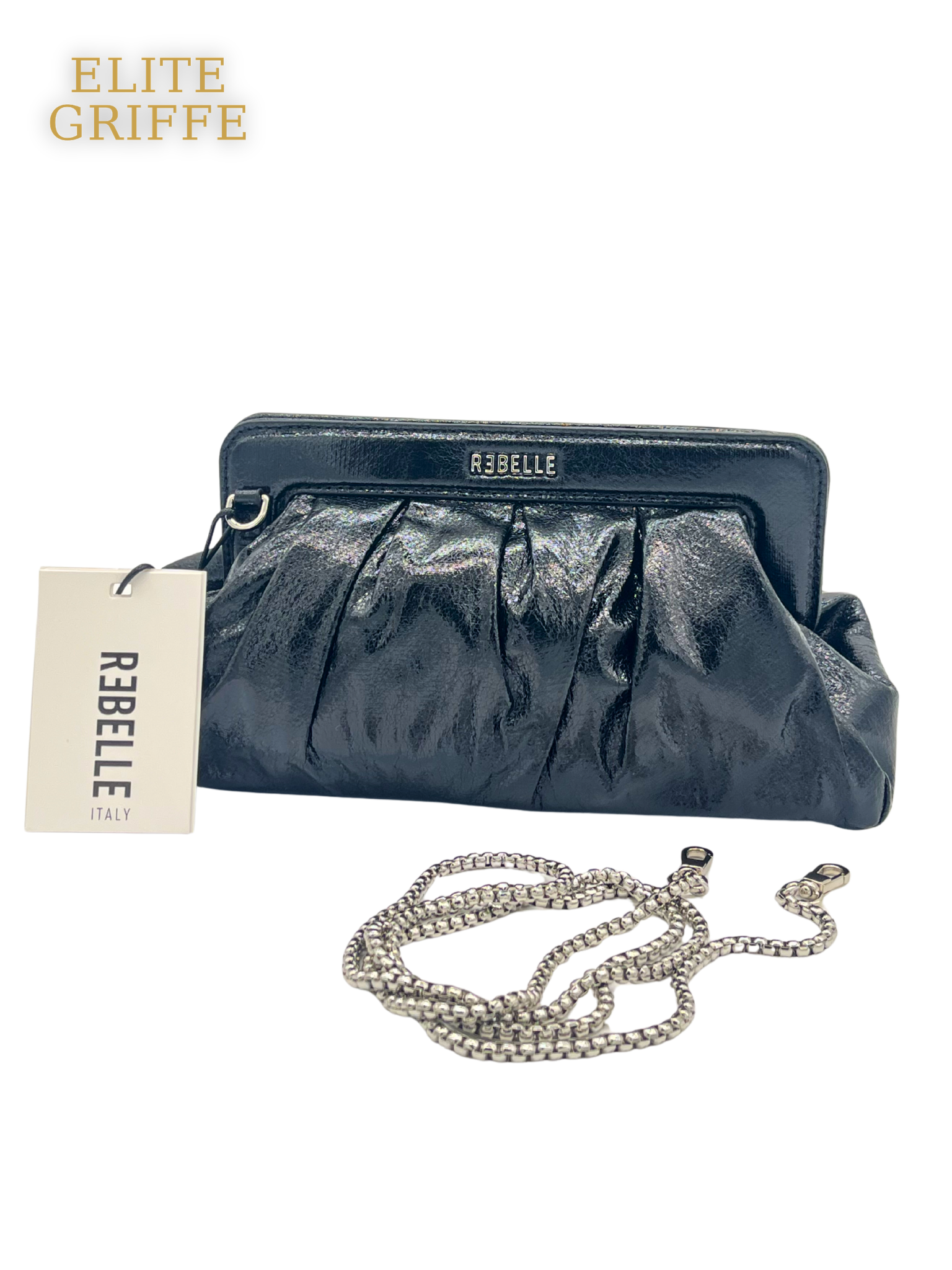 REBELLE - Borsetta con catena NERA