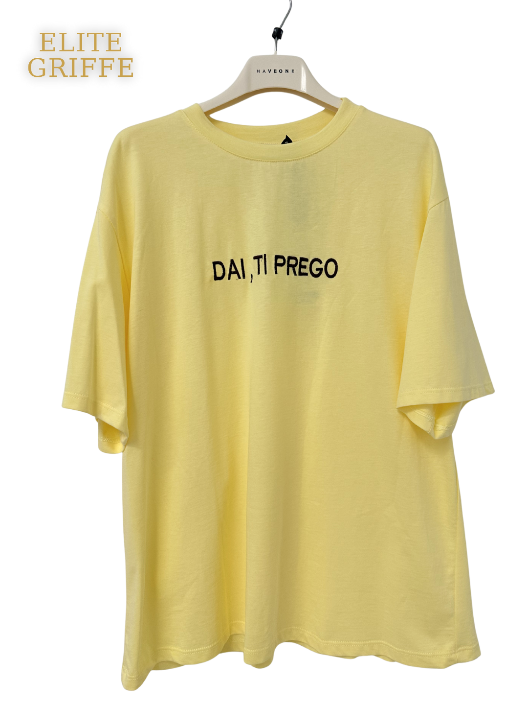HAVEONE - T-SHIRT RICAMO GIALLO PASTELLO