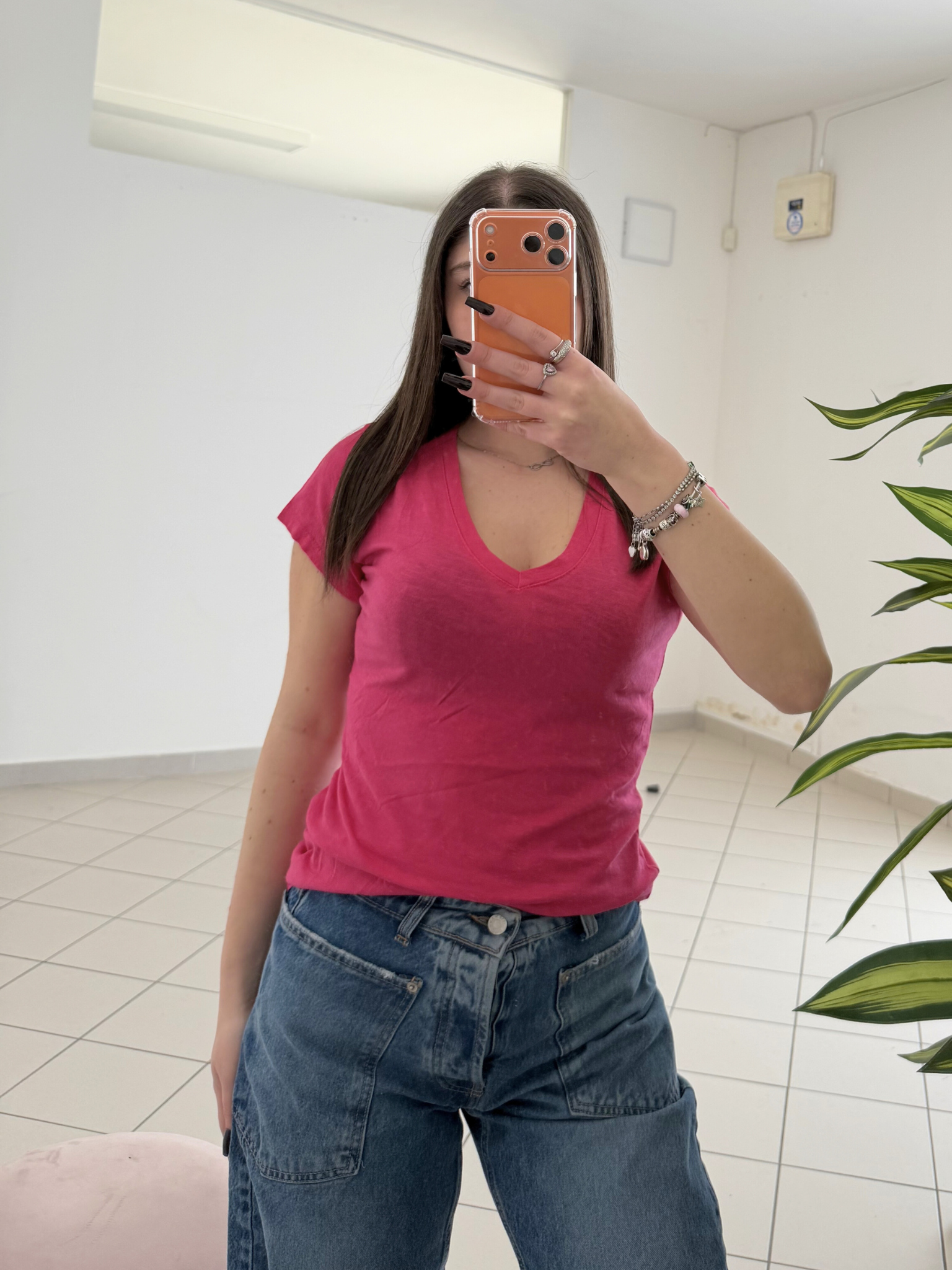 KONTATTO - T-shirt scollo V Fuxia