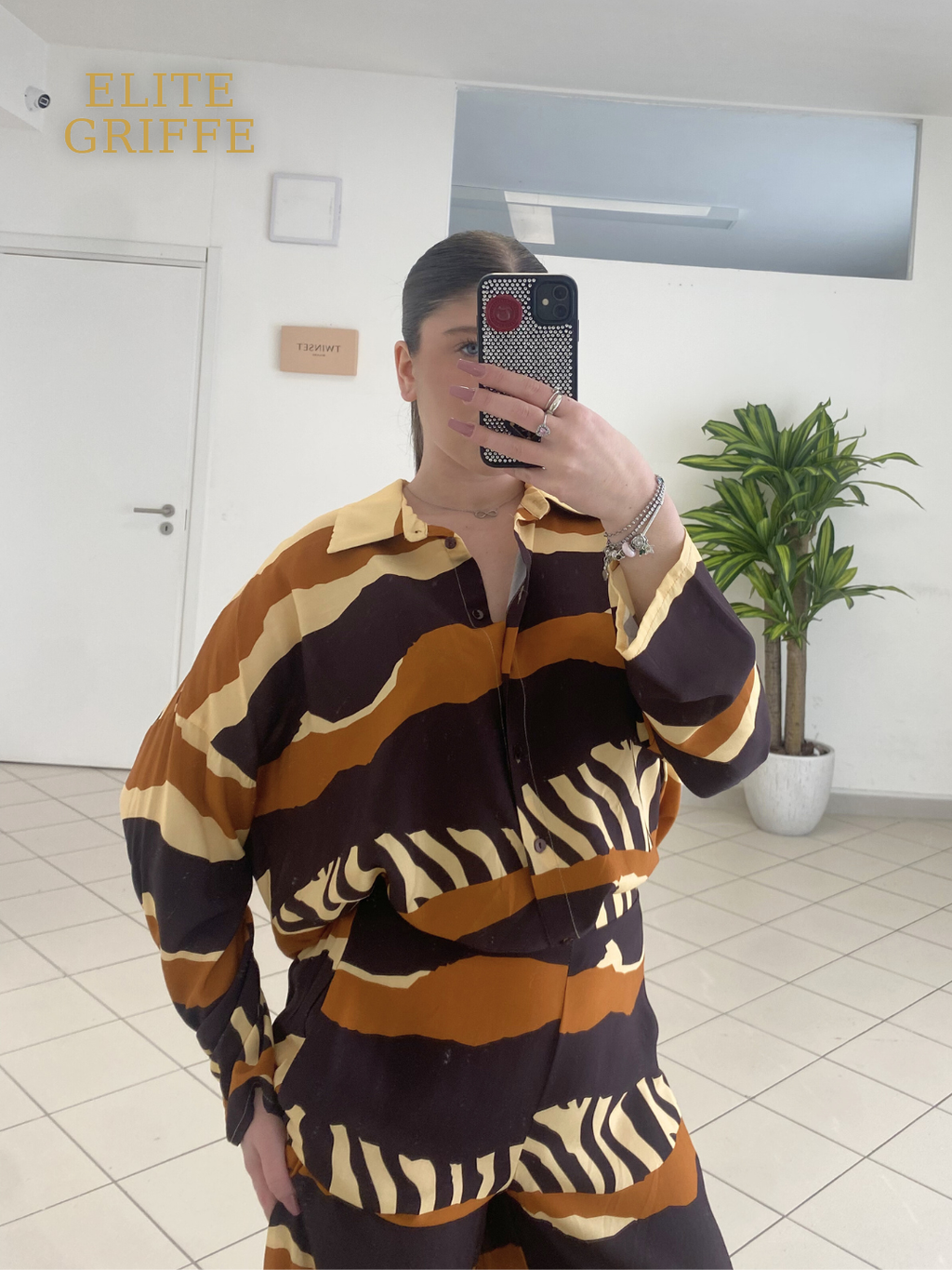 HAVEONE - CAMICIA SPALLA SCESA MANICA RISVOLTO FANTASIA