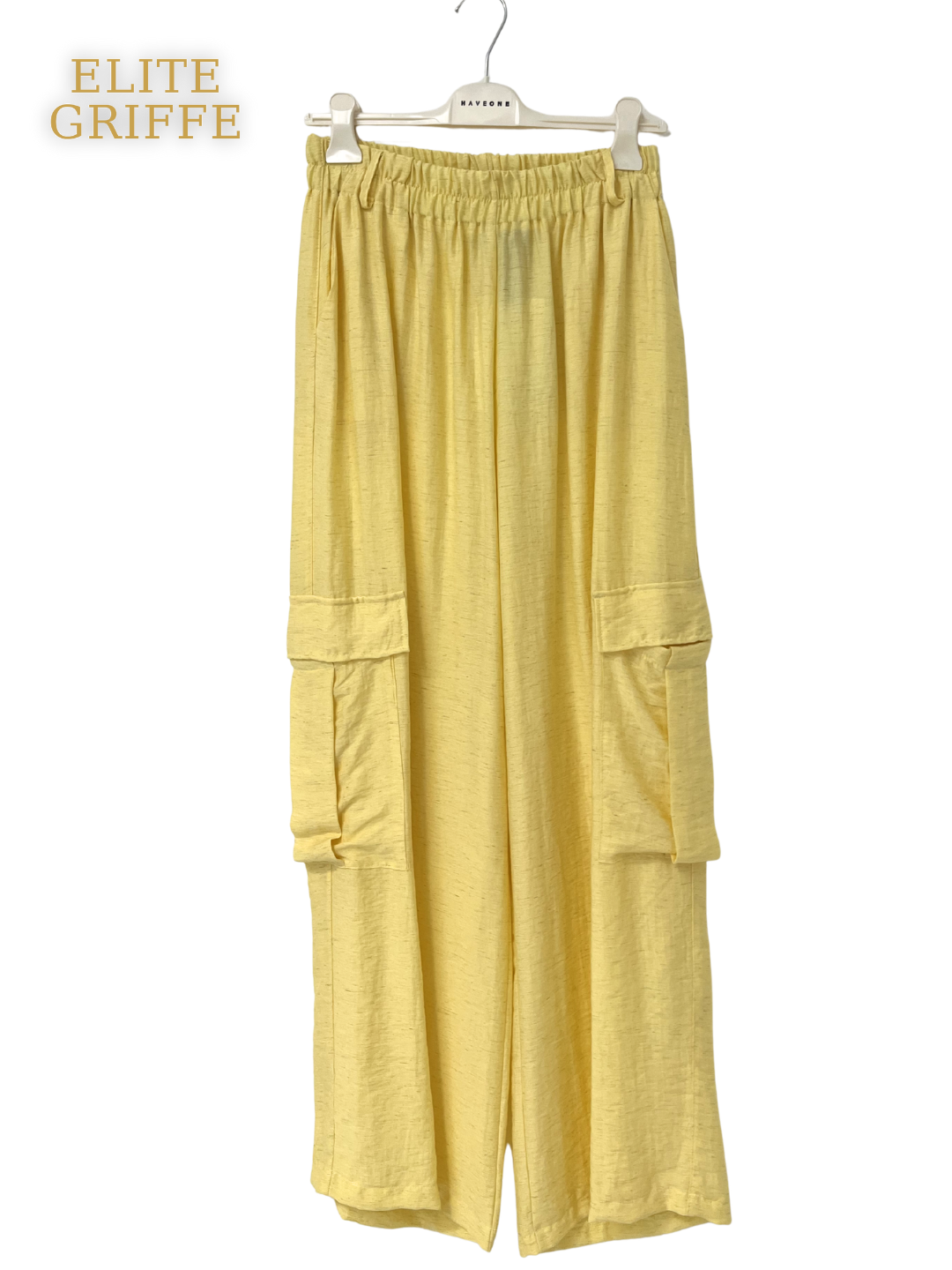 HAVEONE - PANTALONE TASCONI GIALLINO