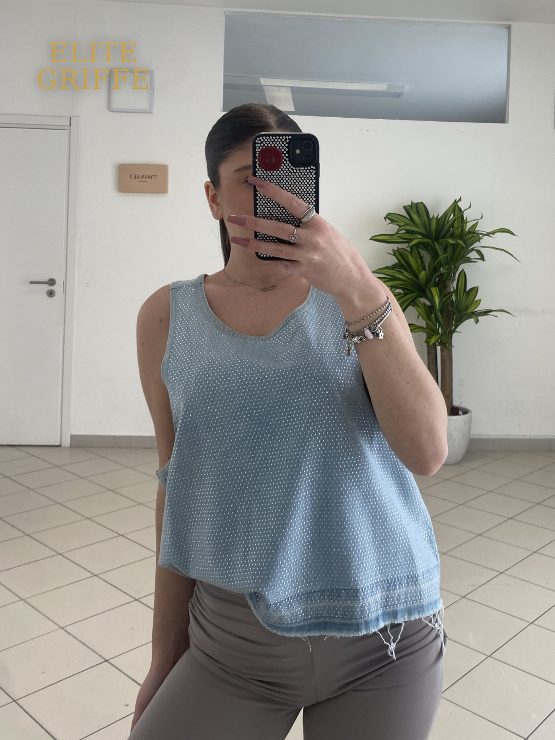 HAVEONE - TOP FULL STRASS DENIM