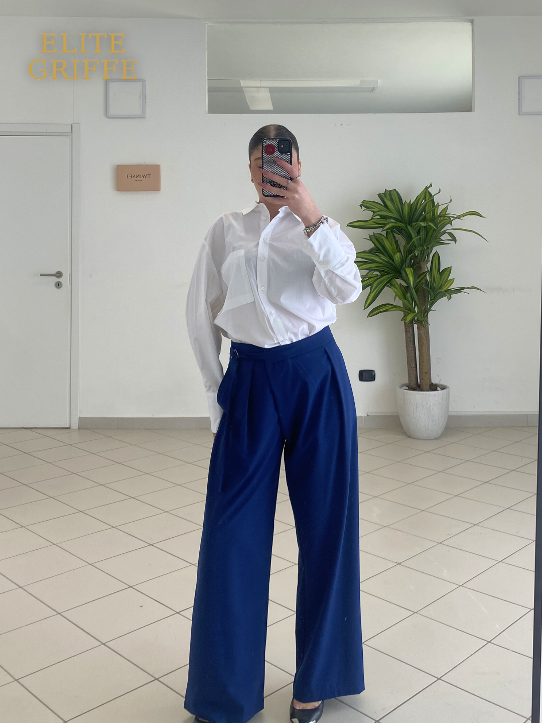 HAVEONE - PANTALONE PORTAFOGLIO CON LACCINO FIBBIA BLU