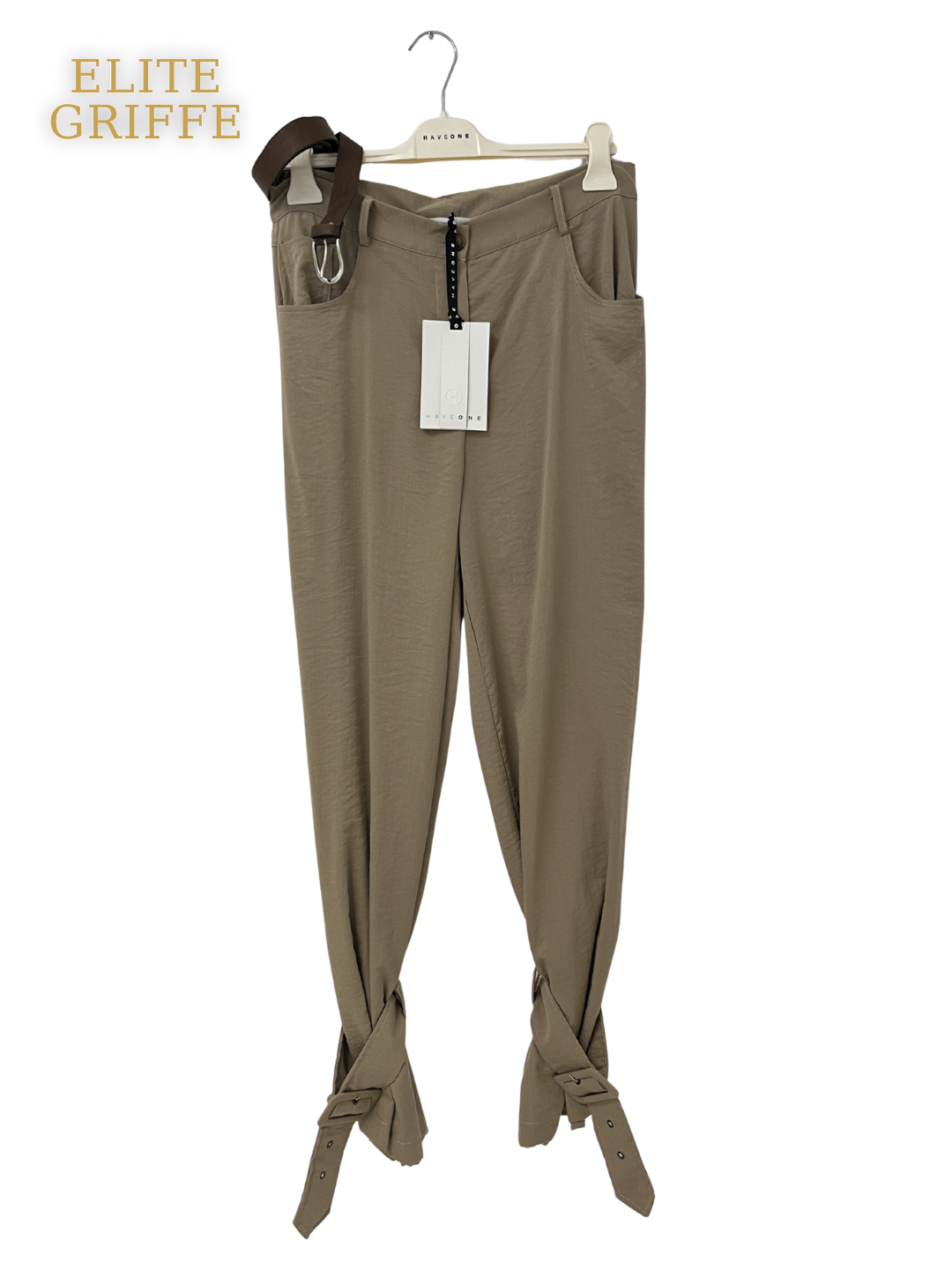 HAVEONE - PANTALONE LACCIO IN FONDO GRANO + CINTURA