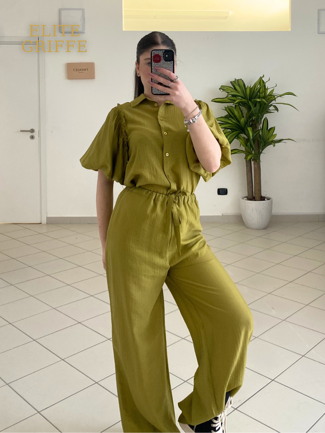 HAVEONE - CAMICIA CON MANICA PALLONCINO OLIO