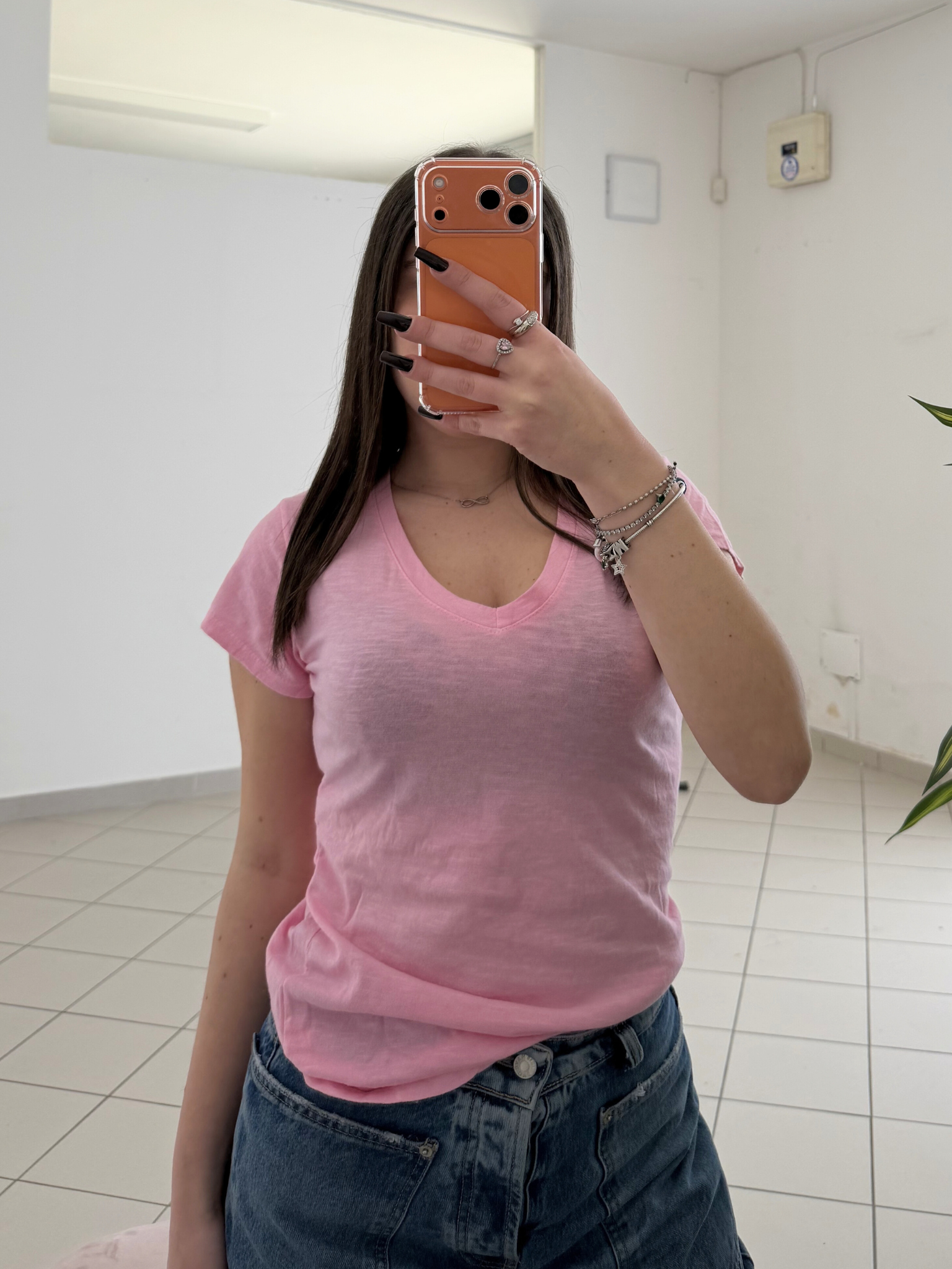 KONTATTO - T-shirt scollo V ROSA