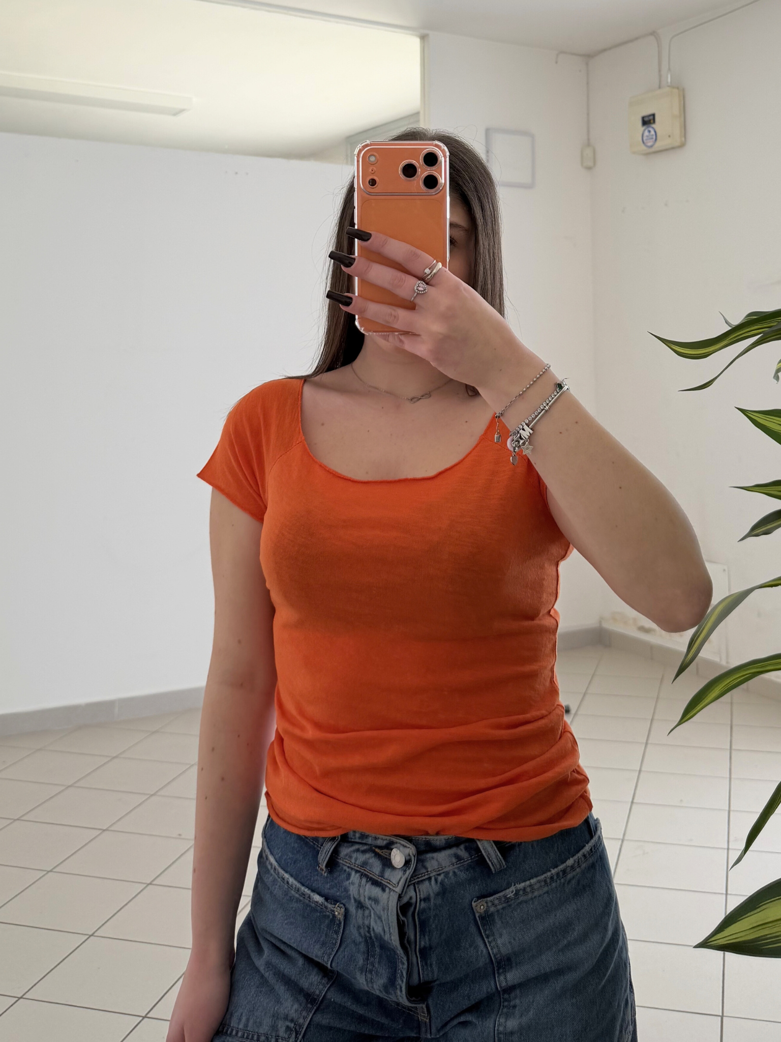 KONTATTO - T-shirt scollo barca Arancio