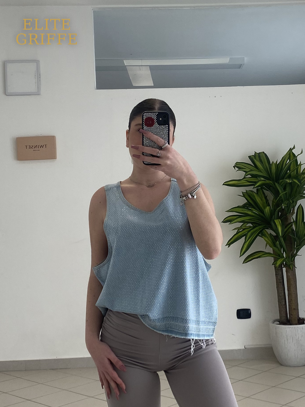 HAVEONE - TOP FULL STRASS DENIM