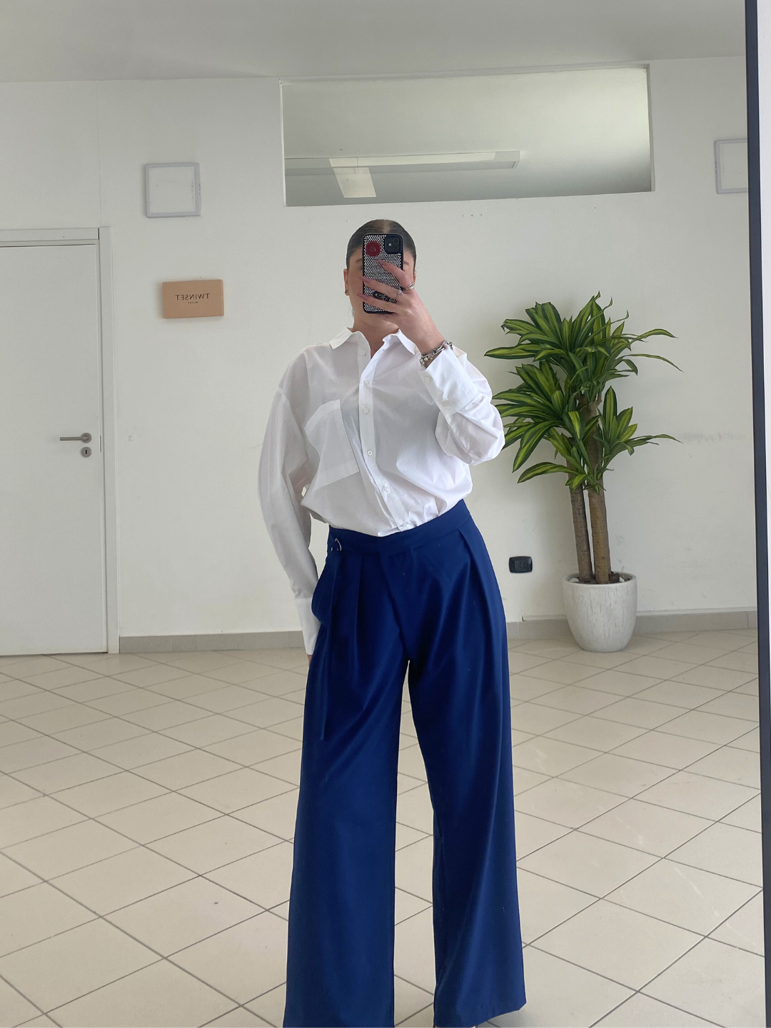 HAVEONE - PANTALONE PORTAFOGLIO CON LACCINO FIBBIA BLU