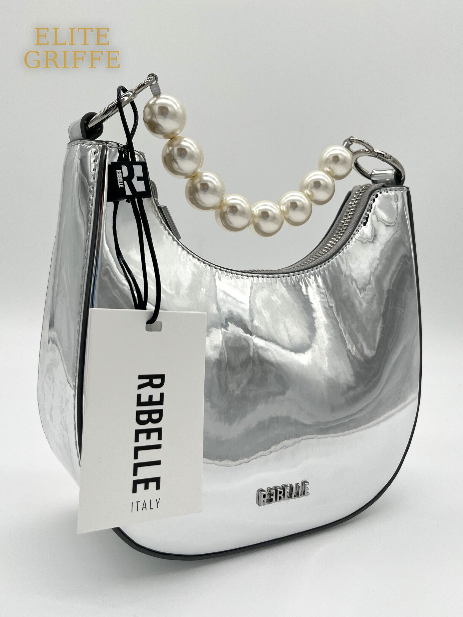 REBELLE - Borsa silver a mano con tracolla
