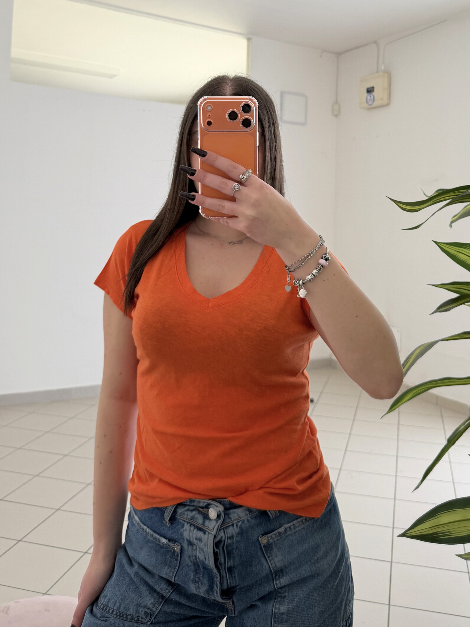 KONTATTO - T-shirt scollo V Arancio