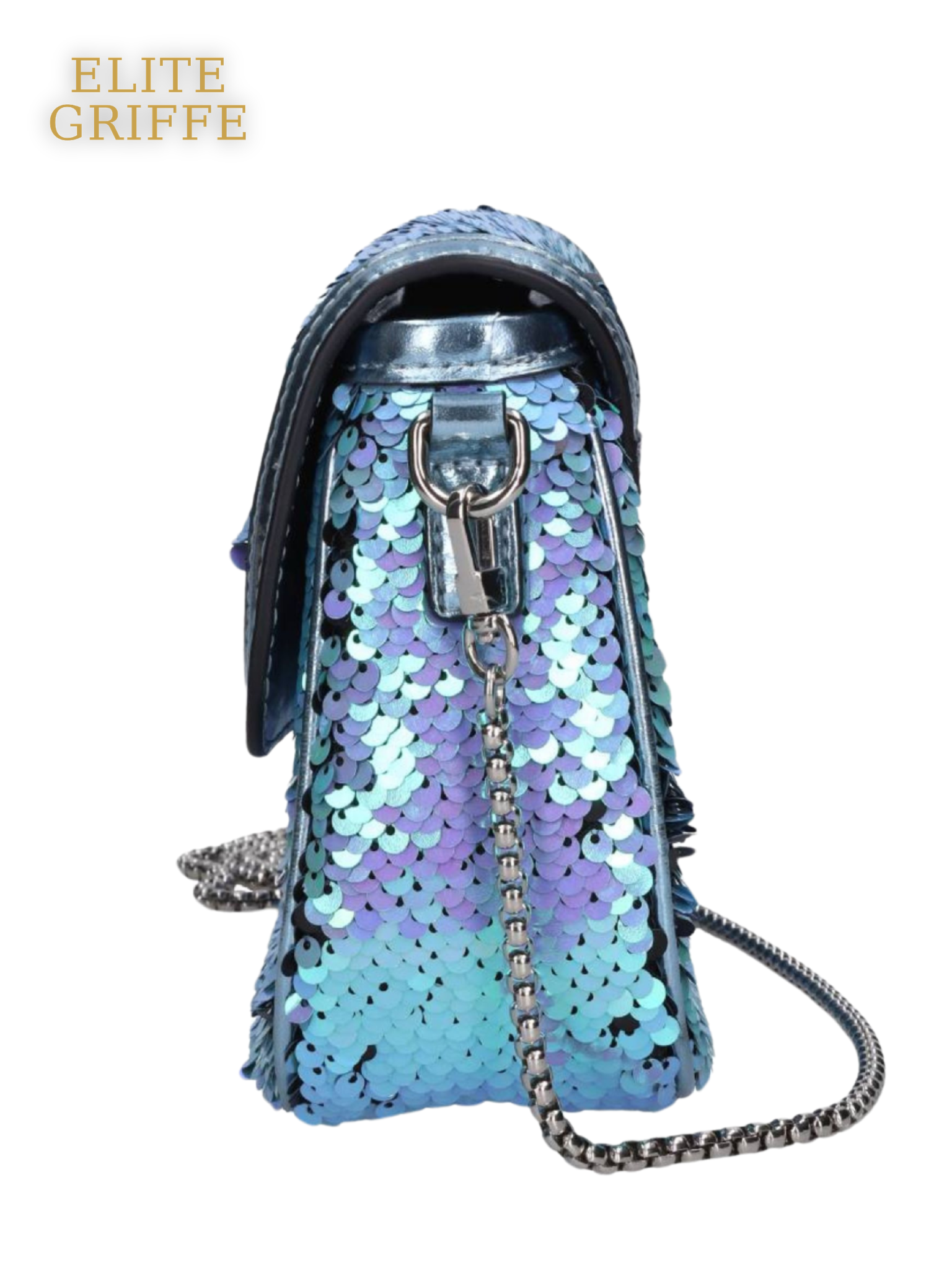 REBELLE - Borsa in pailletes e inserti in pelle