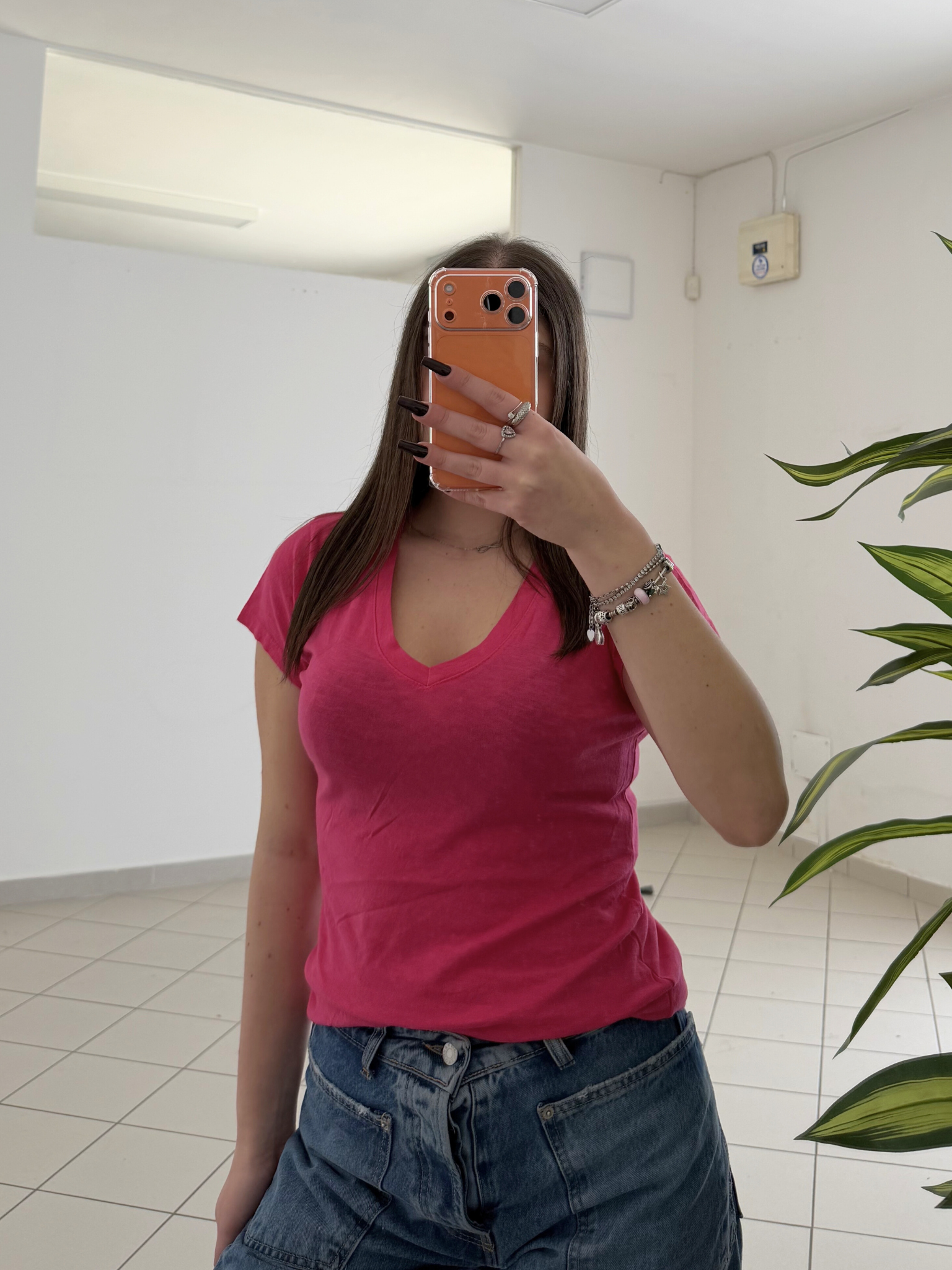 KONTATTO - T-shirt scollo V Fuxia