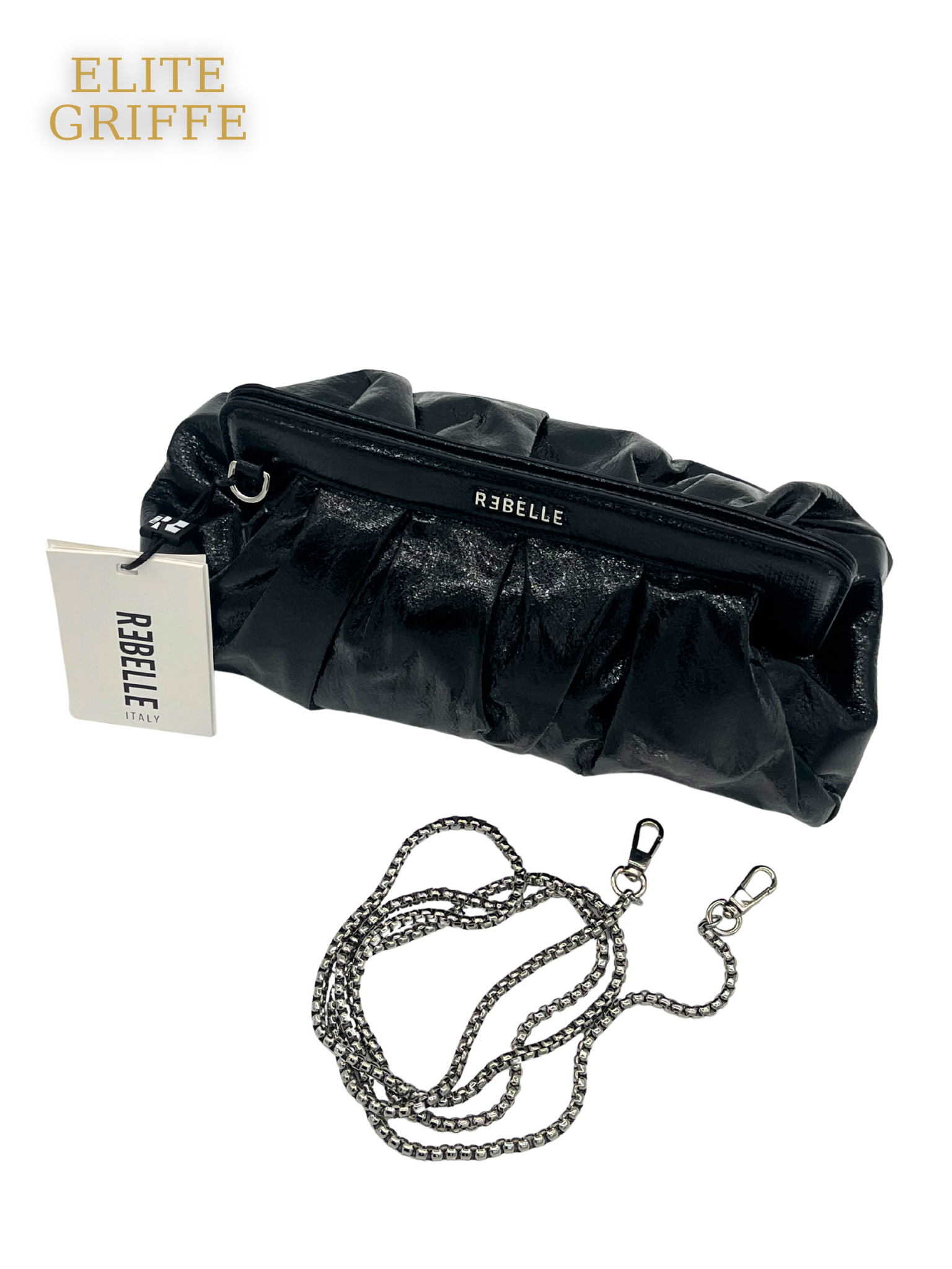 REBELLE - Borsetta con catena NERA