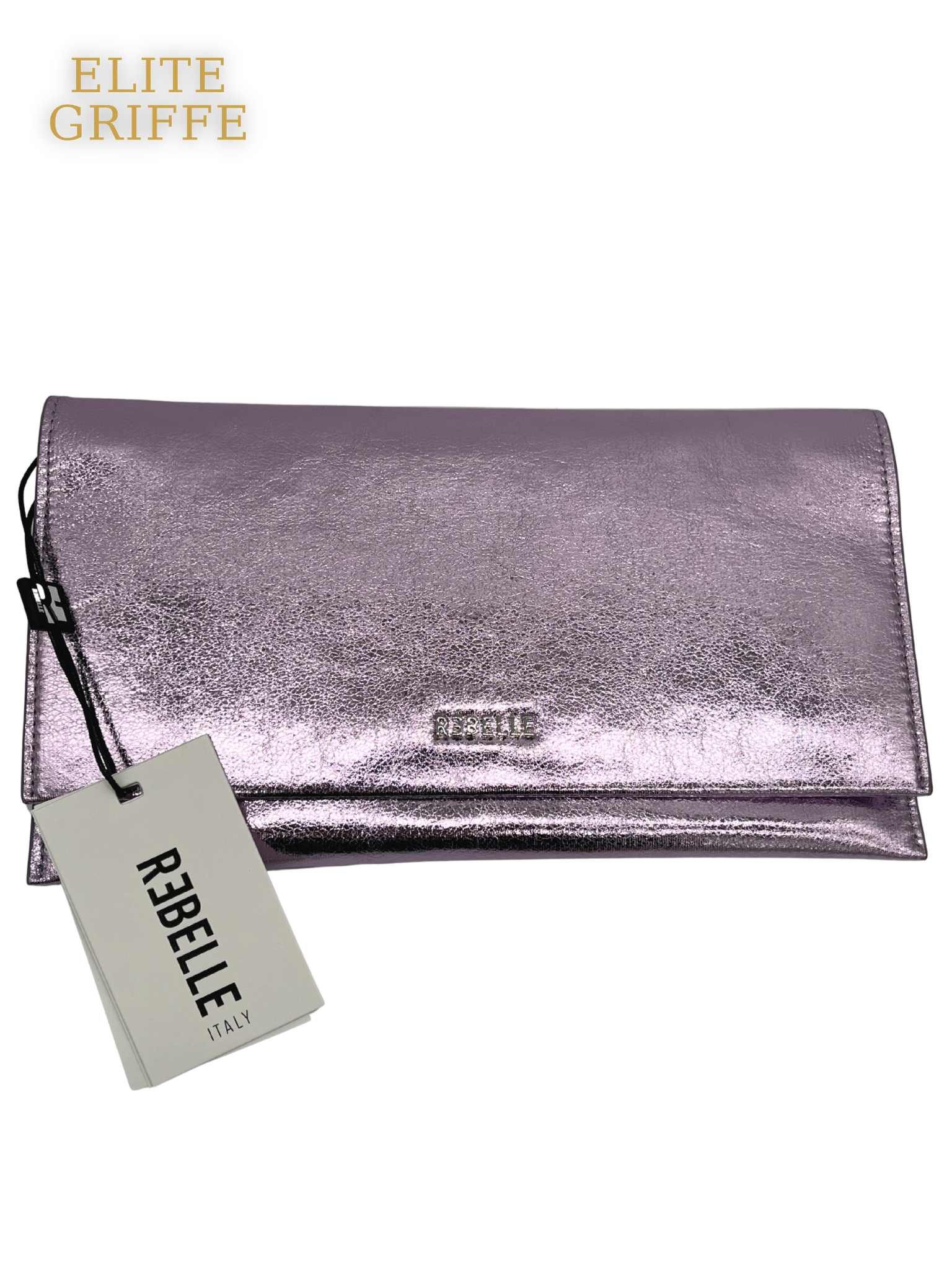 REBELLE - Pochette lilla laminato con catena
