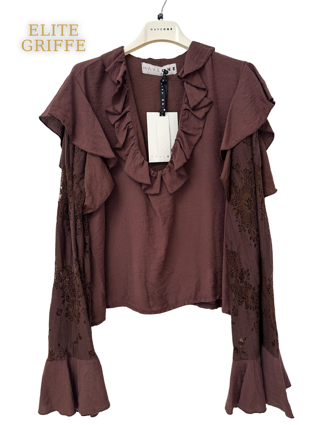 HAVEONE - BLUSA CON PIZZO E ROUCHES MORO