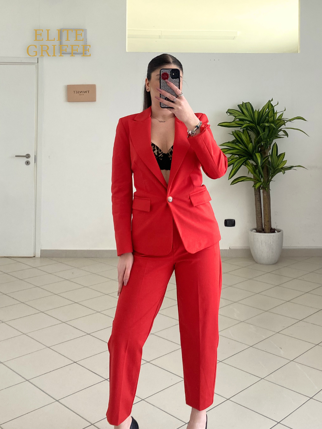 HAVEONE - Tailleur Donna giacca e pantalone baloon ROSSO