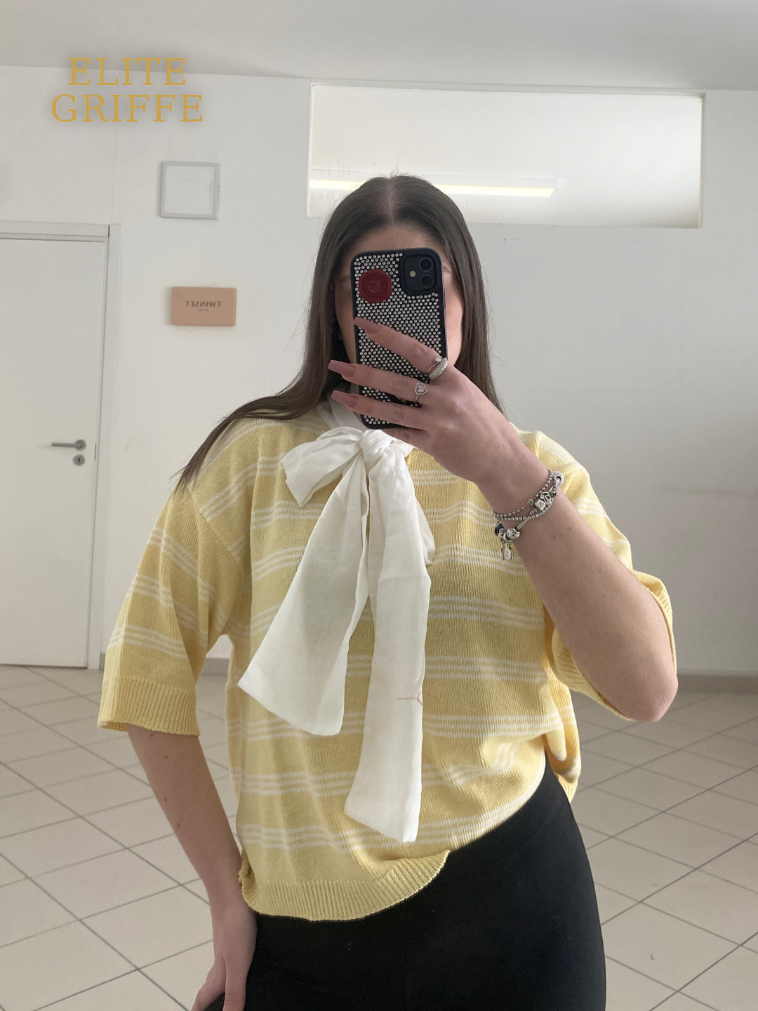 HAVEONE - MAGLIA RIGATA IN GIALLO CON FIOCCO