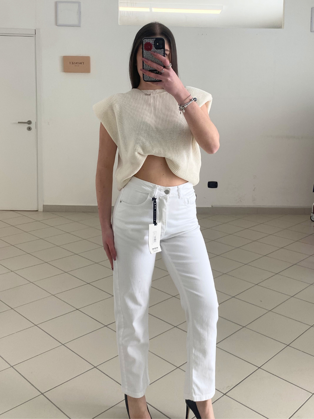HAVEONE - PANTALONE IN DENIM BIANCO